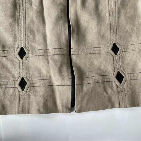 Vintage 1990s Petite Perceptions Short Sleeve Blazer Linen Blend Tan 8 Petite - Picture 5 of 7